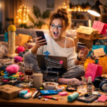 online shopping excitement, ai generated image